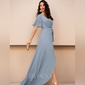 NWT JJ’s house dusty blue bridesmaid chiffon